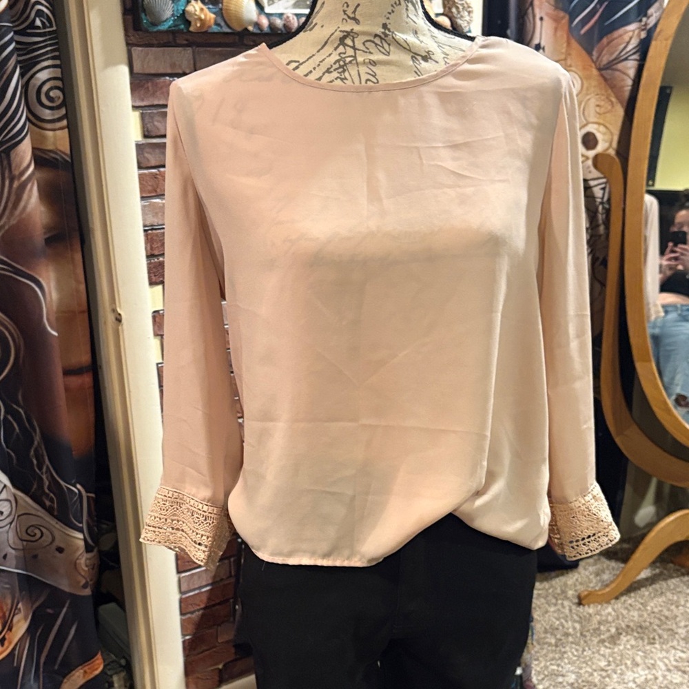 Forever 21 Blush Pink Blouse with Lace Cuffs